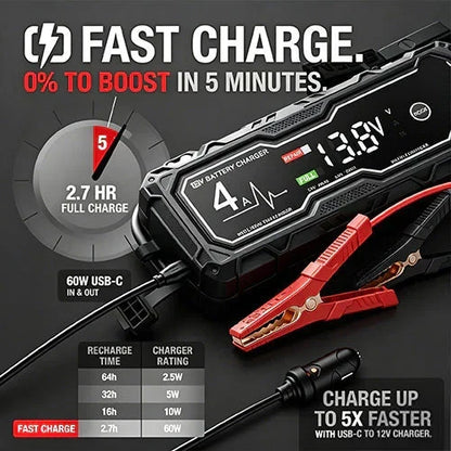 🔥 50% OFF  💥 Boost X GBX155 4A Car Battery Charger — For 10.0L Gasoline & 8.0L Diesel Engines