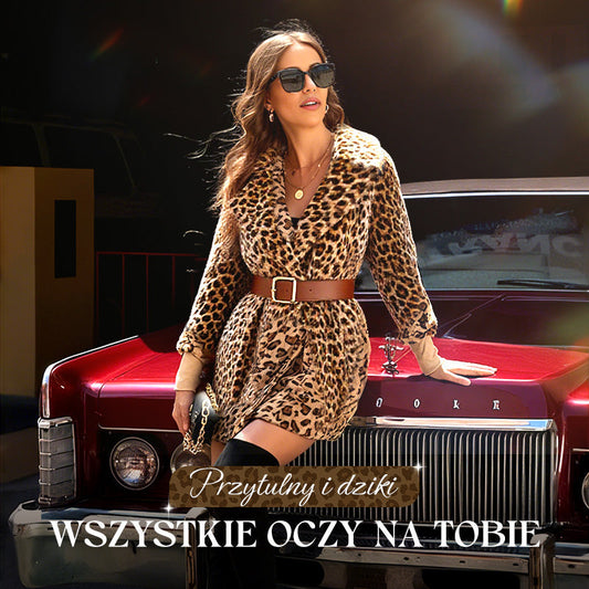 🔥🧥Damski ocieplany płaszcz w panterkę