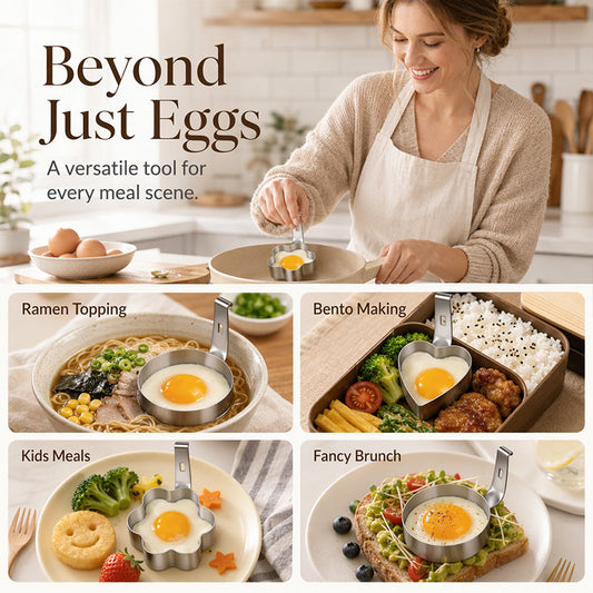 🍳 LIMITED-TIME 50% OFF! 304 Stainless Steel Egg Ring Mold, Multi-Shape Non-Stick Fried Egg Shaper for Breakfast