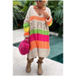 Now enjoy 50% discount🔥Color Block V-Neck Letter Print Sweater Dress