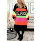 Now enjoy 50% discount🔥Color Block V-Neck Letter Print Sweater Dress