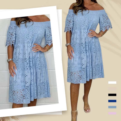 💃Lace Hollow Patchwork Strapless Dress For Women