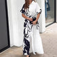 🔥Women's Printed Color-Block Shirt Dress