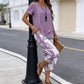 Casual Round Neck Layered Tunic Top and Wide Leg Pants Set