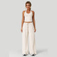 Women's Halter Neck Crop Top and Wide Leg Pants Set
