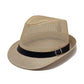 Summer Straw Fedora Sun Hat with Stylish Buckle Band