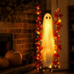 Hanging Halloween Ghost on Swing with Remote LED and Maple Leaves