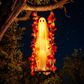 Hanging Halloween Ghost on Swing with Remote LED and Maple Leaves