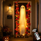 Hanging Halloween Ghost on Swing with Remote LED and Maple Leaves