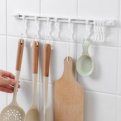 🔥🍳 No-Drill Track Hooks: 10 Sliding Hooks, Strong Adhesive, Space-Saving