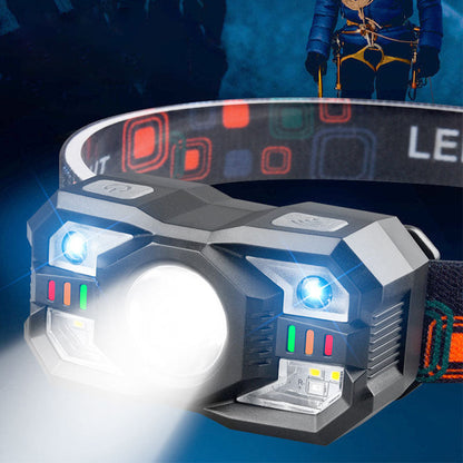 💡50% OFF NOW! Motion Sensor Rechargeable LED Headlamp, 5 Lighting Modes, Hands-Free Bright Head Light for Camping Hiking Fishing