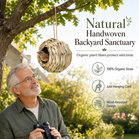 🐦 Hand-Woven Bird Nest – Cozy Hanging Shelter for Backyard Birds & Garden Decor 🌿