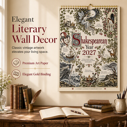 📜 2027 Shakespeare Literary Wall Calendar – Vintage Art & Classic Elegance