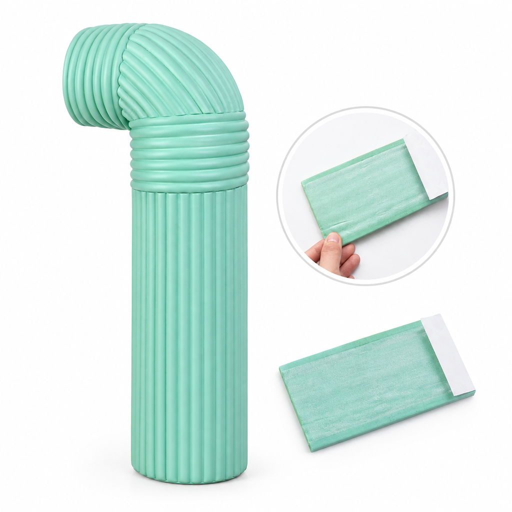 Light green ribbed pipe wrap and self-adhesive backing