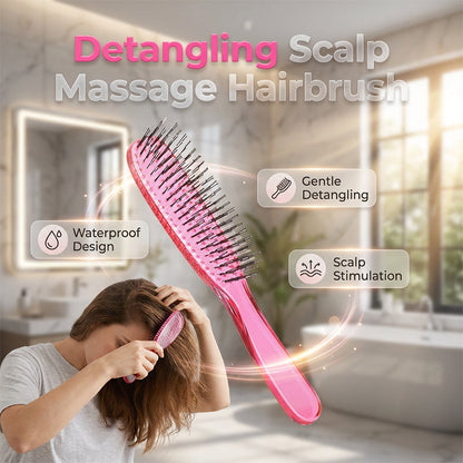 🎉 Time-Limited Offer! 💆 Portable Scalp Massage Hairbrush – Detangle Wet or Dry Hair with Less Pulling, Gentle Bristles ✨